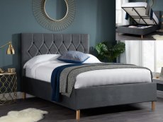 Birlea Loxley 4ft Small Double Grey Upholstered Fabric Ottoman Bed Frame