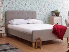 GFW Ashbourne 4ft6 Double Light Grey Upholstered Fabric Bed Frame