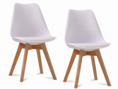 LPD LPD Louvre Set of 2 White Moulded Dining Chairs