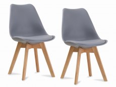 LPD Louvre Set of 2 Grey Moulded Dining Chairs