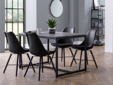 Julian Bowen Staten 120cm Concrete Effect Dining Table with 4 Kari Black Chairs
