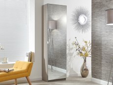 GFW GFW Rhone 180cm Grey Shoe Cabinet with 1 Mirrored Door (Flat Packed)
