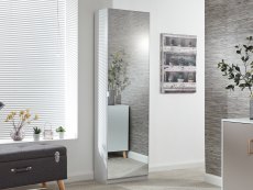 GFW GFW Rhone 180cm White Shoe Cabinet with 1 Mirrored Door (Flat Packed)