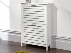 GFW GFW Bergen White 2 Tier Shoe Cabinet (Flat Packed)