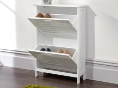 GFW GFW Bergen White 2 Tier Shoe Cabinet (Flat Packed)