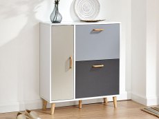 GFW Delta White and Grey 1 Door 2 Drawer Shoe Cabinet (Flat Packed)