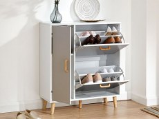 GFW GFW Delta White and Grey 1 Door 2 Drawer Shoe Cabinet (Flat Packed)