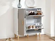 GFW Delta White and Grey 1 Door 2 Drawer Shoe Cabinet