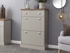 GFW GFW Kendal Deluxe Grey and Oak 2 Door 1 Drawer Shoe Cabinet (Flat Packed)
