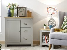 GFW GFW Lancaster Grey and Oak 1 Door 3 Drawer Multi Storage Unit (Flat Packed)