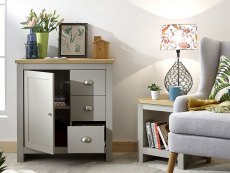 GFW Lancaster Grey and Oak 1 Door 3 Drawer Multi Storage Unit (Flat Packed)