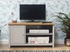 GFW Lancaster Grey and Oak 1 Door Small TV Cabinet (Flat Packed)