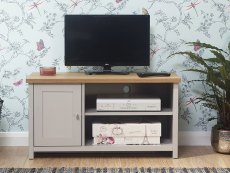 GFW GFW Lancaster Grey and Oak 1 Door Small TV Cabinet (Flat Packed)