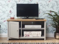 GFW Lancaster Grey and Oak 1 Door Small TV Cabinet (Flat Packed)