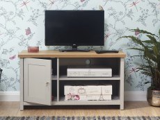GFW GFW Lancaster Grey and Oak 1 Door Small TV Cabinet (Flat Packed)