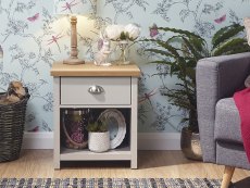 GFW GFW Lancaster Grey and Oak 1 Drawer Lamp Table (Flat Packed)