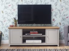 GFW Lancaster Grey and Oak 2 Door Large TV Cabinet (Flat Packed)