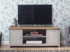 GFW GFW Lancaster Grey and Oak 2 Door Large TV Cabinet (Flat Packed)