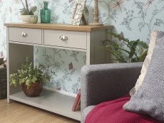GFW GFW Lancaster Grey and Oak 2 Drawer Console Table (Flat Packed)