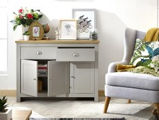 GFW Lancaster Grey and Oak 3 Door 2 Drawer Large Sideboard (Flat Packed)