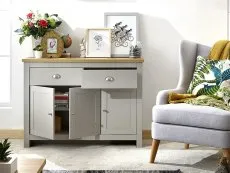 GFW GFW Lancaster Grey and Oak 3 Door 2 Drawer Large Sideboard