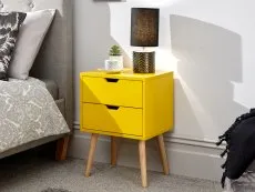 GFW GFW Nyborg 2 Drawer Yellow Bedside Table (Flat Packed)