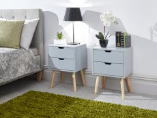 GFW Nyborg 2 Drawer Light Grey Set of 2 Bedside Cabinets (Flat Packed)