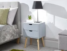 GFW GFW Nyborg 2 Drawer Light Grey Bedside Table (Flat Packed)