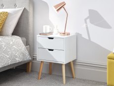 GFW Nyborg 2 Drawer White Bedside Cabinet (Flat Packed)