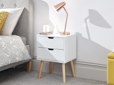 GFW GFW Nyborg 2 Drawer White Bedside Cabinet (Flat Packed)