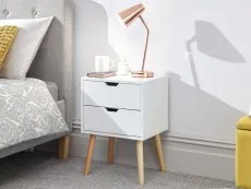 GFW GFW Nyborg 2 Drawer White Bedside Table