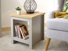 GFW GFW Lancaster Grey and Oak Side Table with Shelf (Flat Packed)