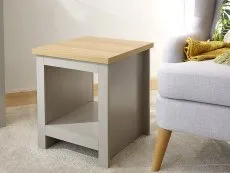 GFW GFW Lancaster Grey and Oak Side Table with Shelf