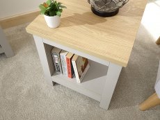 GFW GFW Lancaster Grey and Oak Side Table with Shelf (Flat Packed)