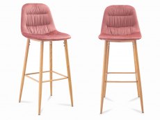 LPD Harper Blush Pink Velvet Upholstered Fabric Bar Stools (Set of 2)
