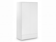 Julian Bowen Julian Bowen Monaco White High Gloss 2 Door 1 Drawer Wardrobe (Flat Packed)