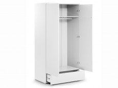 Julian Bowen Julian Bowen Monaco White High Gloss 2 Door 1 Drawer Wardrobe (Flat Packed)