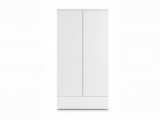 Julian Bowen Julian Bowen Monaco White High Gloss 2 Door 1 Drawer Wardrobe (Flat Packed)