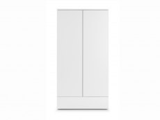 Julian Bowen Julian Bowen Monaco White High Gloss 2 Door 1 Drawer Wardrobe (Flat Packed)