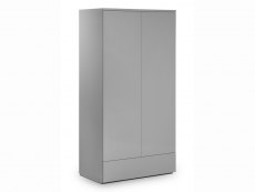 Julian Bowen Julian Bowen Monaco Grey High Gloss 2 Door 1 Drawer Wardrobe (Flat Packed)