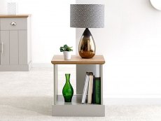 GFW Kendal Grey and Oak Lamp Table (Flat Packed)