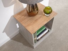 GFW Kendal Grey and Oak Lamp Table (Flat Packed)