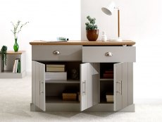 GFW GFW Kendal Grey and Oak 3 Door 2 Drawer Large Sideboard (Flat Packed)