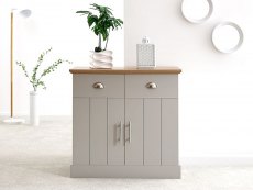 GFW GFW Kendal Grey and Oak 2 Door 2 Drawer Compact Sideboard (Flat Packed)