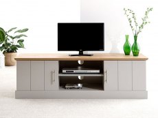 GFW Kendal Grey and Oak 2 Door Large TV Cabinet (Flat Packed)