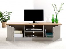 GFW Kendal Grey and Oak 2 Door Large TV Cabinet (Flat Packed)