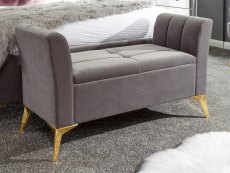 GFW GFW Pettine Grey Upholstered Fabric Ottoman Storage Bench (Flat Packed)