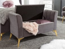 GFW GFW Pettine Grey Upholstered Fabric Ottoman Storage Bench (Flat Packed)