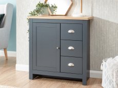 GFW GFW Lancaster Slate Blue and Oak 1 Door 3 Drawer Multi Storage Unit (Flat Packed)