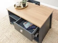 GFW GFW Lancaster Slate Blue and Oak 2 Drawer Coffee Table